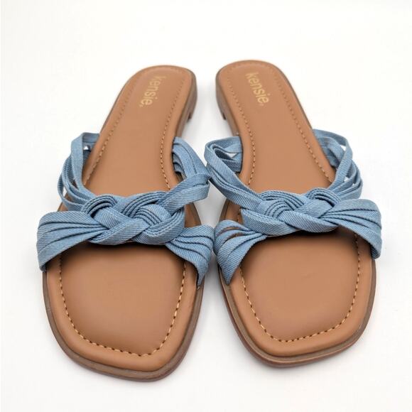 Kensie Raine Knotted Slide Sandal Slip On Women's Denim Blue Size US8.5M EU39 - Picture 9 of 11
